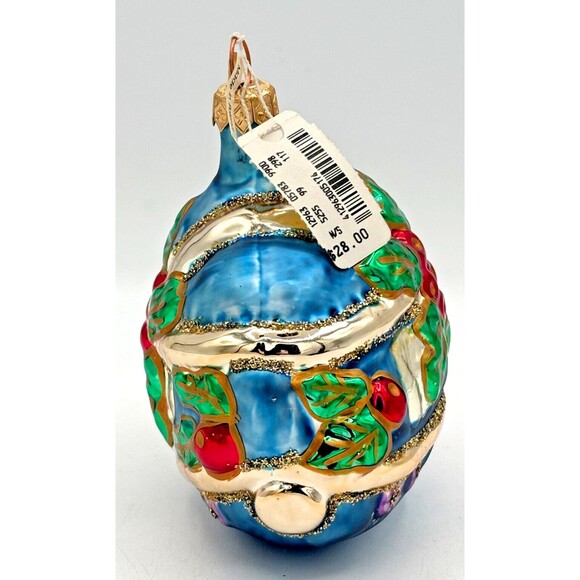 Henri Bendel Mercury Glass Ornament Poland Christmas Holly Berries Leaves HTF BL - Picture 2 of 16